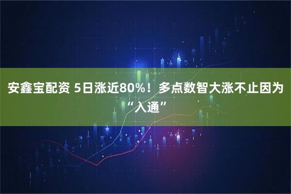 安鑫宝配资 5日涨近80%！多点数智大涨不止因为“入通”