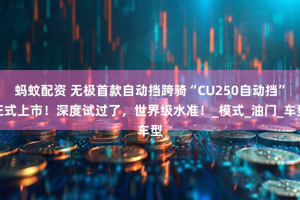 蚂蚊配资 无极首款自动挡跨骑“CU250自动挡”正式上市！深度试过了，世界级水准！_模式_油门_车型