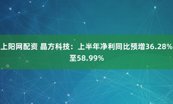 上阳网配资 晶方科技：上半年净利同比预增36.28%至58.99%