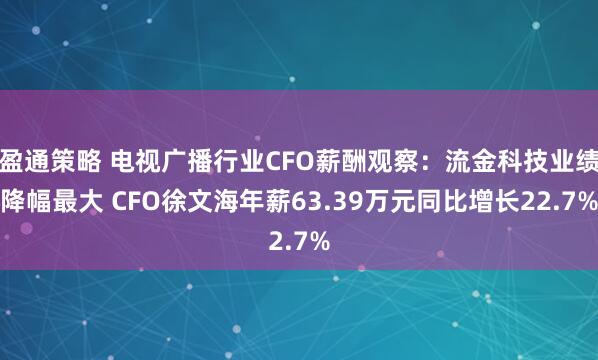 盈通策略 电视广播行业CFO薪酬观察：流金科技业绩降幅最大 CFO徐文海年薪63.39万元同比增长22.7%