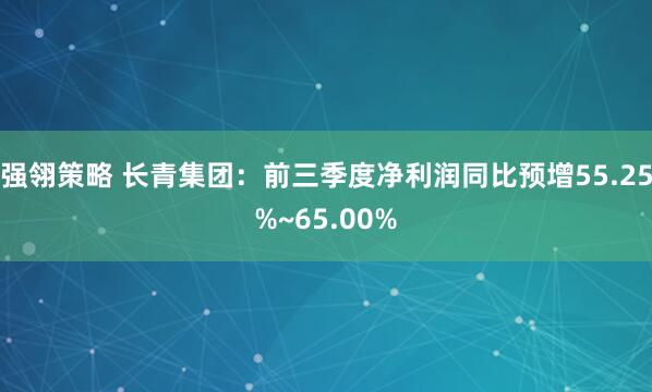 强翎策略 长青集团：前三季度净利润同比预增55.25%~65.00%